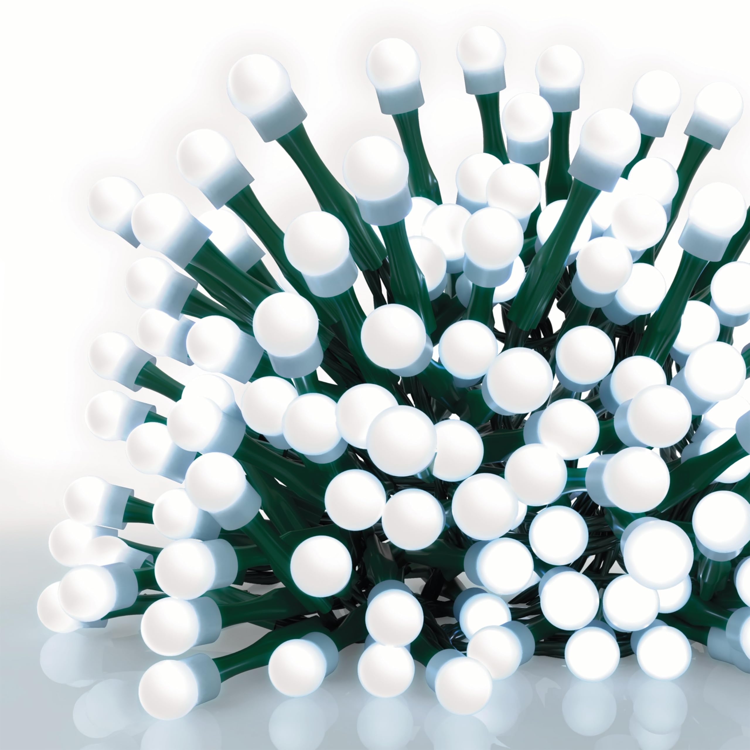 EMOS - LED-Lichterkette mit 200 LEDs in Kugelform, kaltweiß - 20m Weihnachtslichterkette für Partys, Weihnachten, Deko - 8 Lichtmodi, 6h Timer, Netzteil, 5m Zuleitung, grünes Kabel - für Haus & Garten
