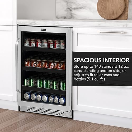 Miniatura 5 de Whynter BBR-148SB 140 capacidad de lata Refrigerador y enfriador de bebidas empotrado debajo del mostrador con puerta reversible, control digital y