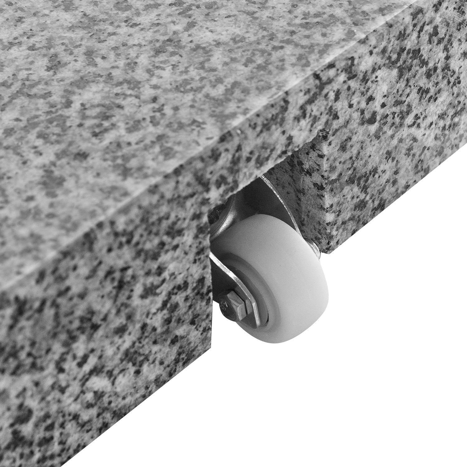 anndora Komfort Sonnenschirmständer aus Granit - 55kg rollbar Teleskopgriff hellgrau