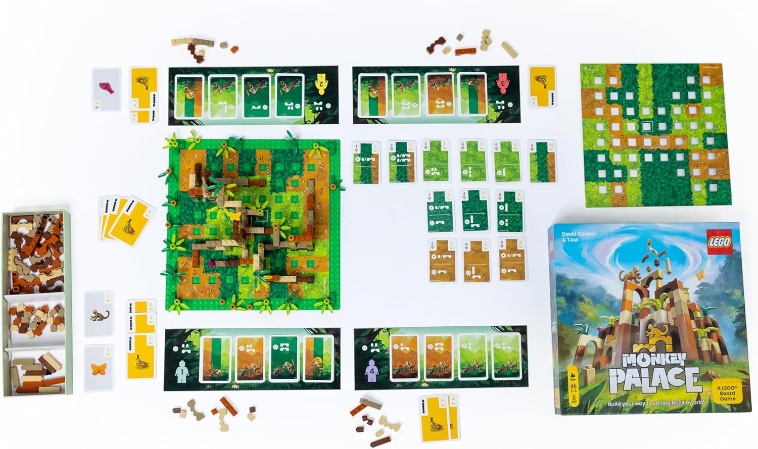 Asmodees - Monkey Palace: A Lego Board Game - Stone on Stone to The Most Magnificent Palace! Fun Family Building Block Game for Children and Adults - Age 10+, 2-4 Players, 45 Minutes per Game
