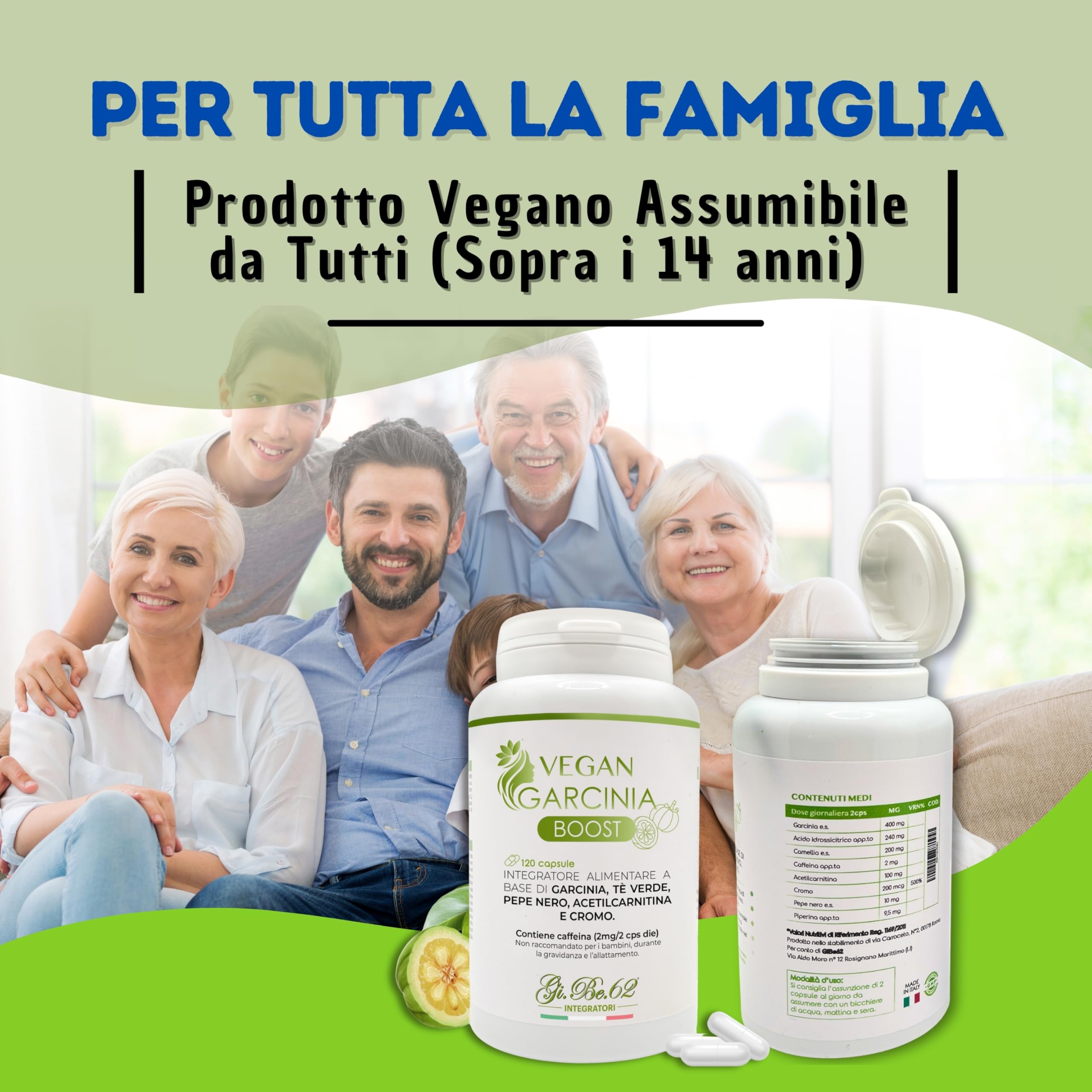 120 cps Garcinia Cambogia NATURALE | Rapida azione Efficace | con Pepe Nero Tè Verde | per donne e uomini ExtraForte Made in Italy