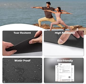 Yoga Mat Non Slip, Pilates Fitness Mats, Eco Friendly, Anti-Tear 1/4 Thick Yoga Mats for Women, Exercise Mats for Home Workout with Carrying Sling and Storage Bag