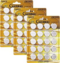 GutAlkaLi CR2032 3V Batteries CR 2032 Button Cell Batteries (Lithium Button Cells - 3 Volt in Pack of 60)