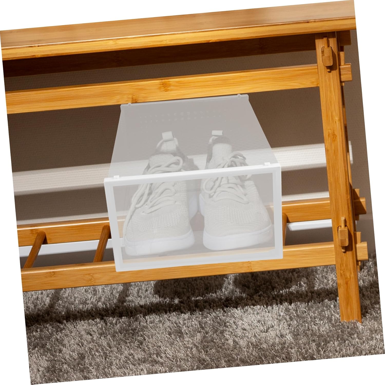 6pcs Stackable Shoe Boxes Storage Containers for Shoes Organizer Drawer Style