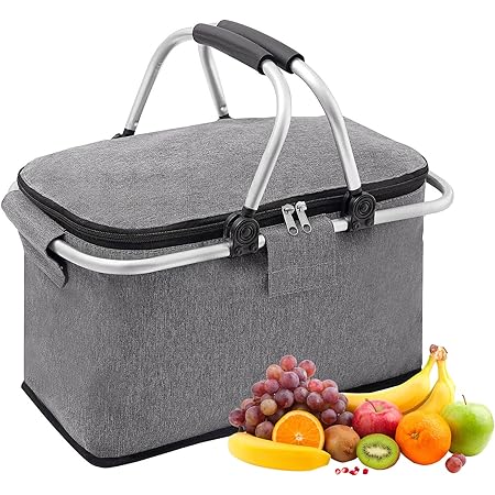 Faltbarer Einkaufskorb 17L Weiß - Tragbarer Picknickkorb Outdoor Korb Faltbar
