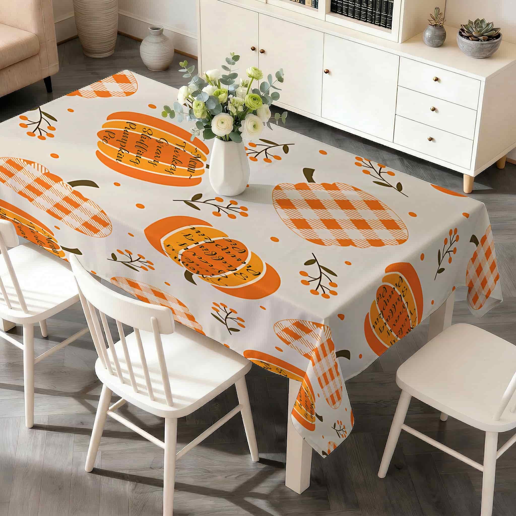 Nappe Rectangulaire 160 x 240 cm Citrouille à Carreaux