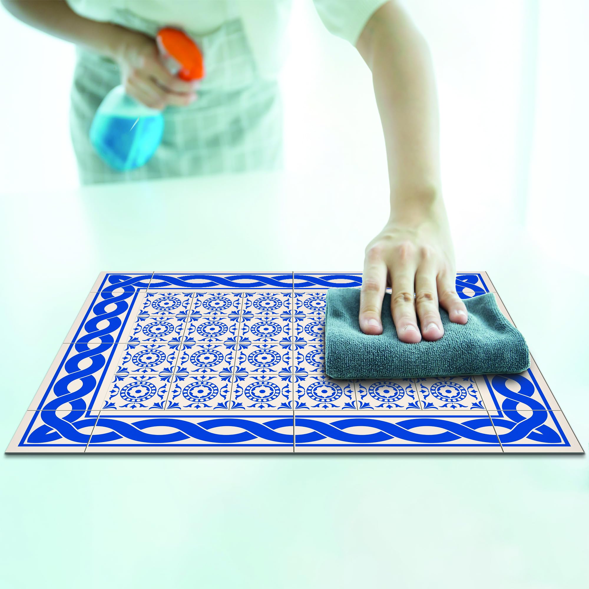 Placemat 4 Pieces in Washable Plastic Made in Italy 48 x 33 cm Tile Carpet Table Mats PVC for Breakfast and Snack Stain Resistant Non-Slip and Fireproof - Image 4