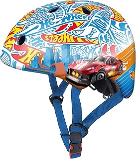 DQB DeQUBE Casco Hot Wheels-Ajustable-Ultraligero y Seguro-Resistente y Transpirable-De 2 a 7 años-Color Negro, Infantil Unisex, Azul, Regulable