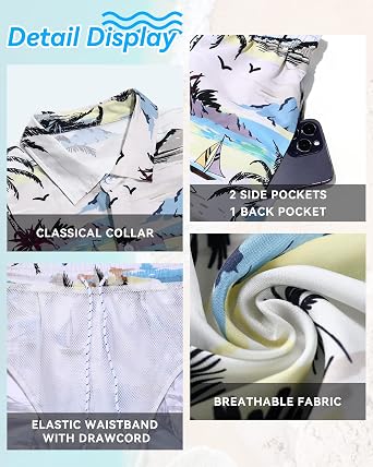 Men's Hawaiian Matching Set Summer Beach Outfits 2 Piece Flower Tropical Short Sleeve Cuban Shirts and Shorts Suits