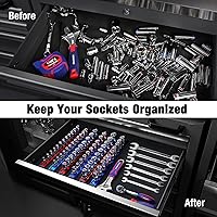 Vista 2 de WORKPRO - Organizador magnético de llaves de vaso, riel de llaves de aleación de aluminio de 3/8 de pulgada, soporte de llaves de gran resistencia