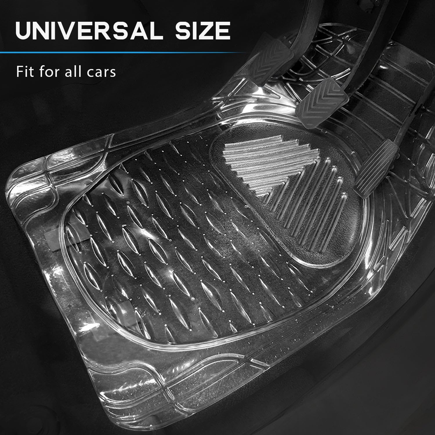 KINGSWAY® Anti-Skid Rubber Car Floor Mat Compatible with Ford Ecosport, (Year 2012-2016), PVC Car Foot Mats with Anti Tear Technology, Automotive Floor Mats, Set of 4 Pieces, Transparent - Image 3 thumbnail