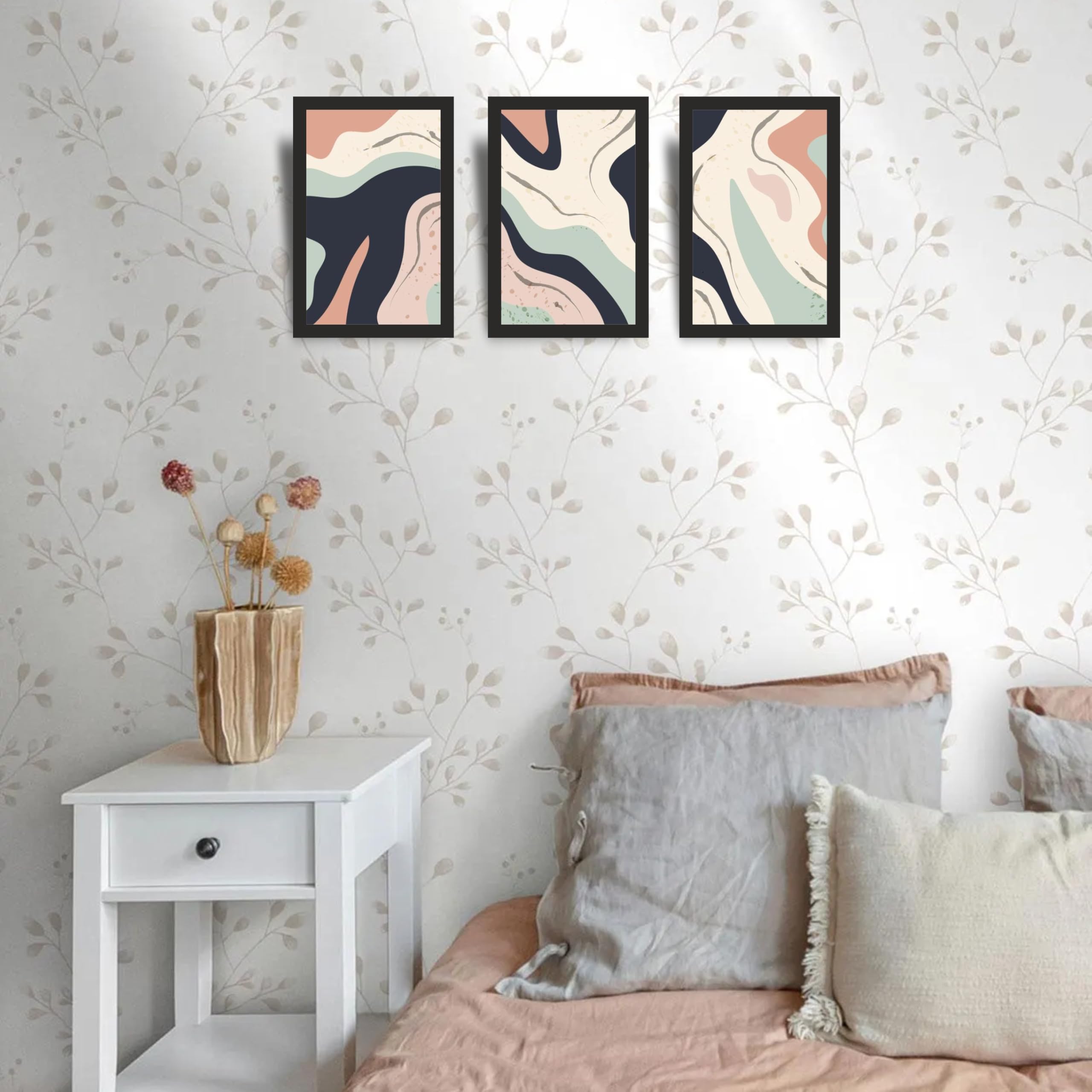 Modern Abstract Flow Wall Art Set of 3 Frames