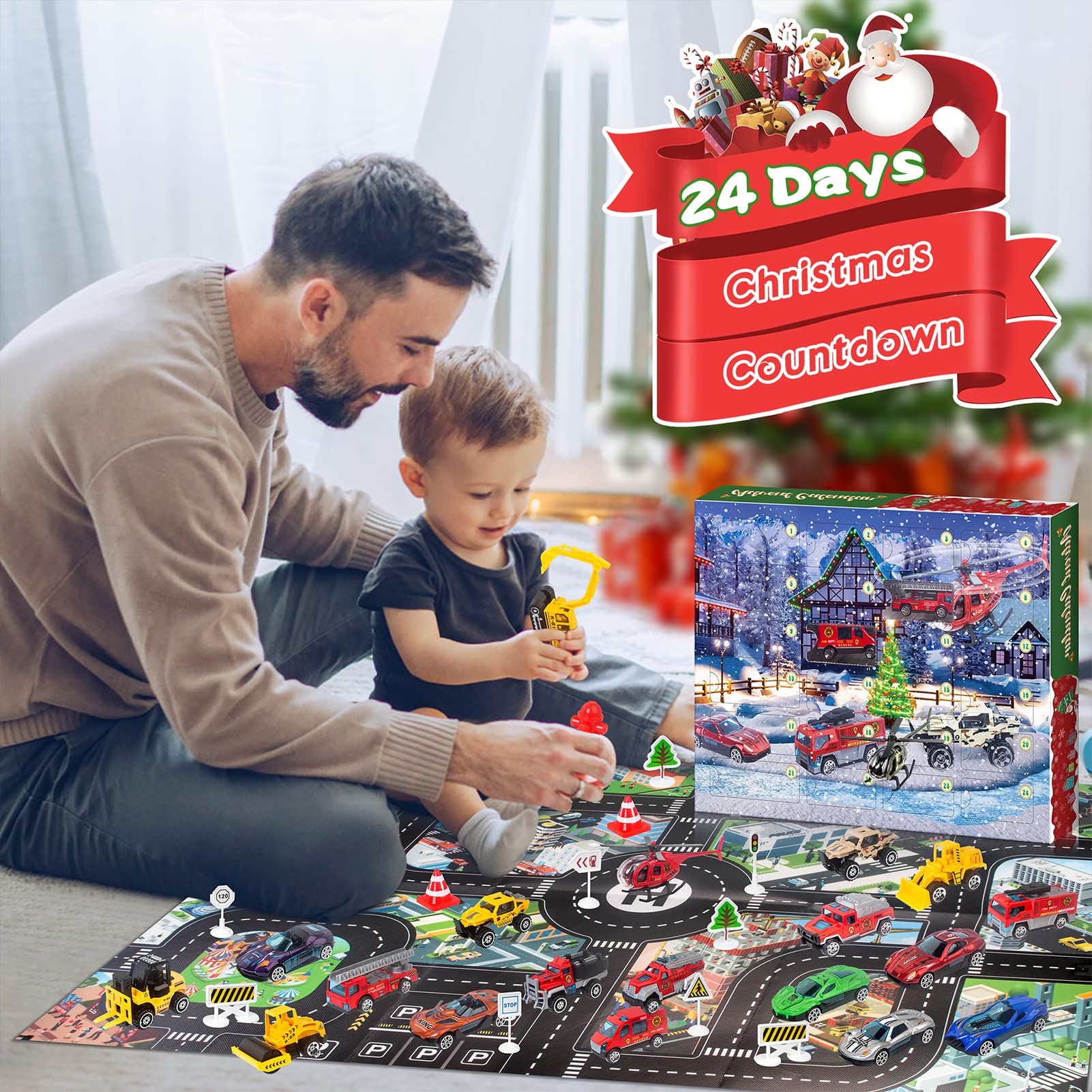 Calendario De Adviento Kinder 2025 – 24 Vehículos De Juguete, De Excavadoras A Coches De Carrera, Para Niños De 4 A 10 Años