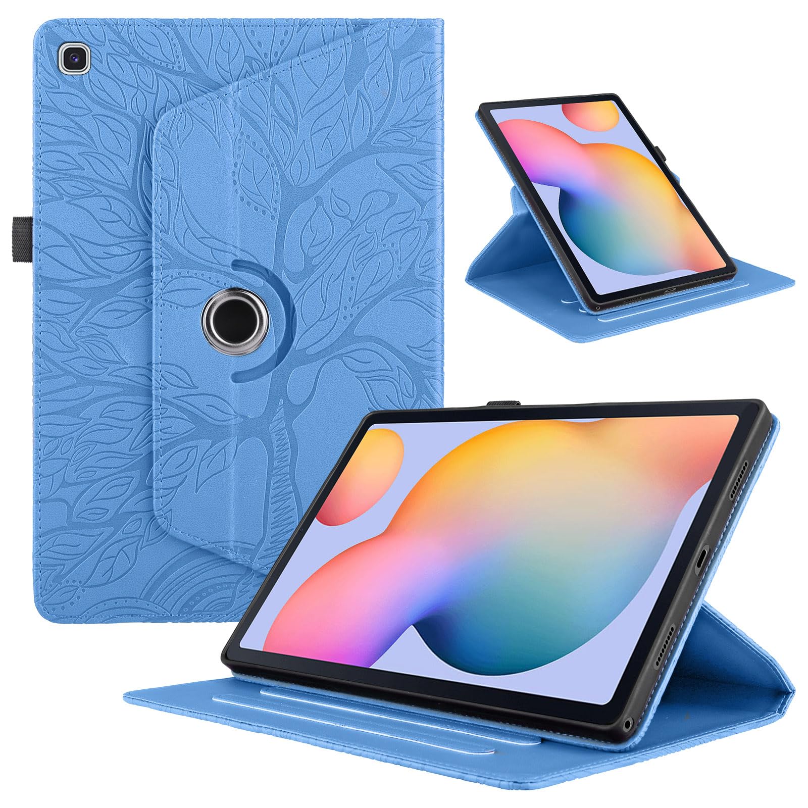 Rotating Case for Samsung Galaxy Tab S5e 10.5 2019 SM-T720/T725 PU Leather Cover Lightweight Flip Stand Shell for Galaxy Tab S5e Tablet-Turquoise