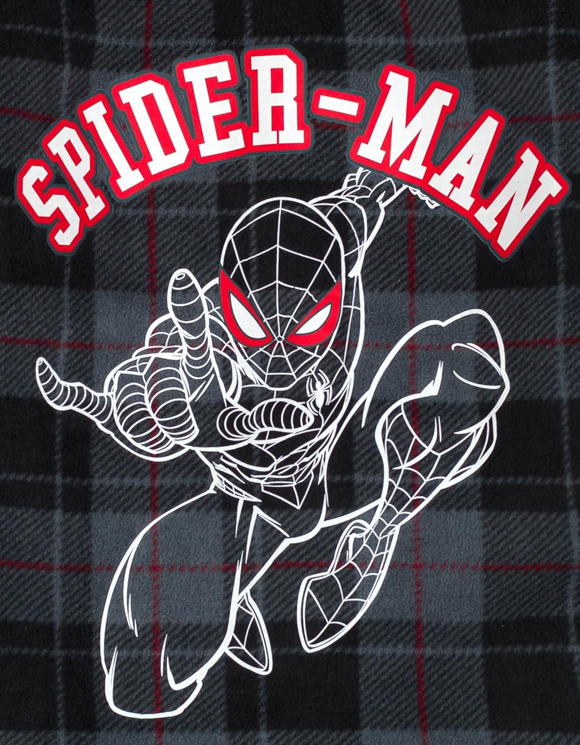 Marvel Spider-Man Plaid Flannel Hooded Shacket with Fleece Lining Toddler to Big Kid Sizes (3T - 14-16) - Image 6