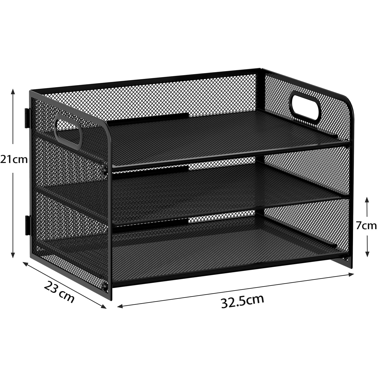 3 Niveles Organizador Archivador Optimiza Espacio, Escritorio Bandeja A4 Papel Mantiene Limpieza, Clasificador Documentos para Oficina y Hogar, Metal, Negro