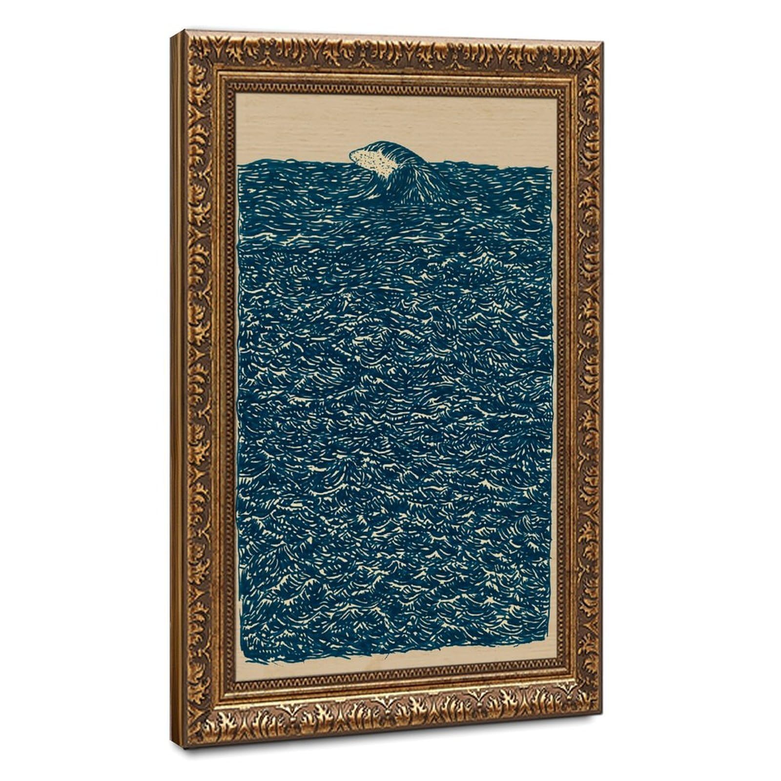 AYINUER Blue Ocean Wave Pattern Print Poster(1) Canvas Poster for Living Room Decor Gift