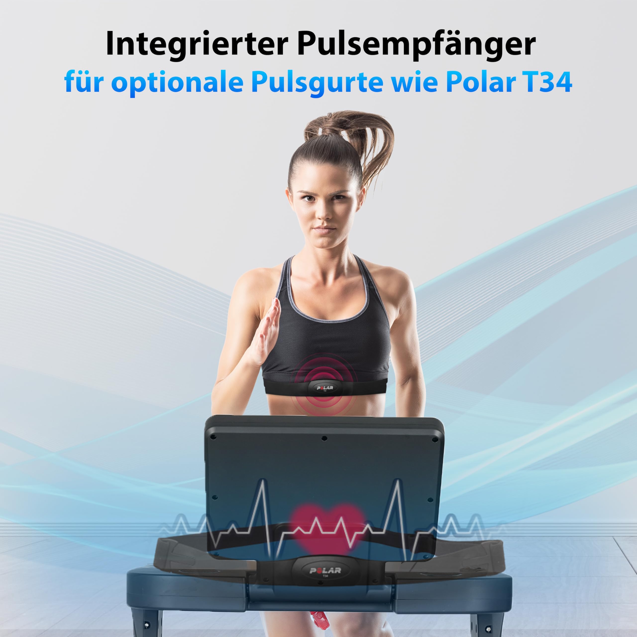 AsVIVA T16 Laufband klappbar, 18 km/h & 18% Steigung, 4 PS Motor, Bluetooth App kompatibel, induktive Ladefunktion, leise