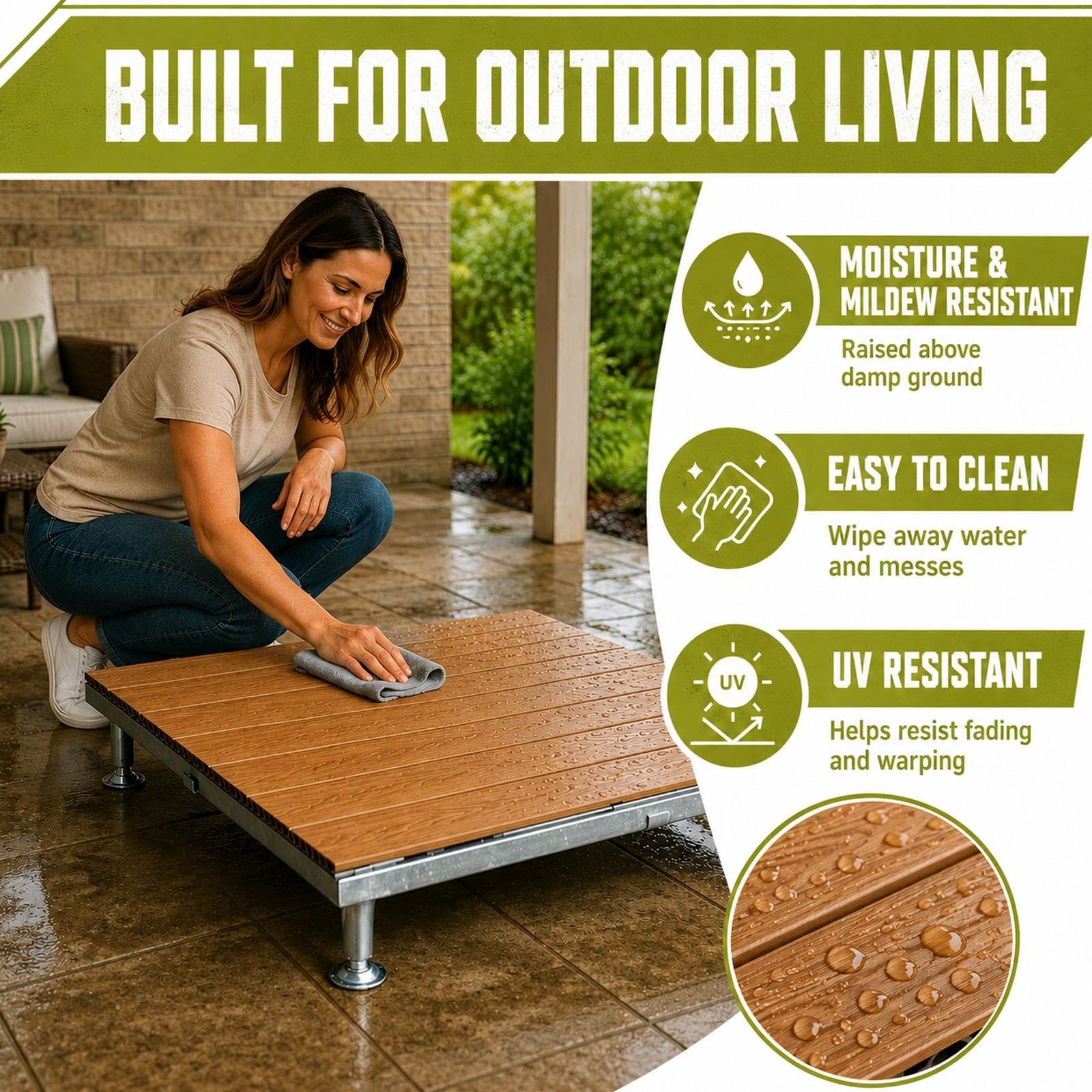 Piattaforma rialzata in legno composito impermeabile fai-da-te Per patio