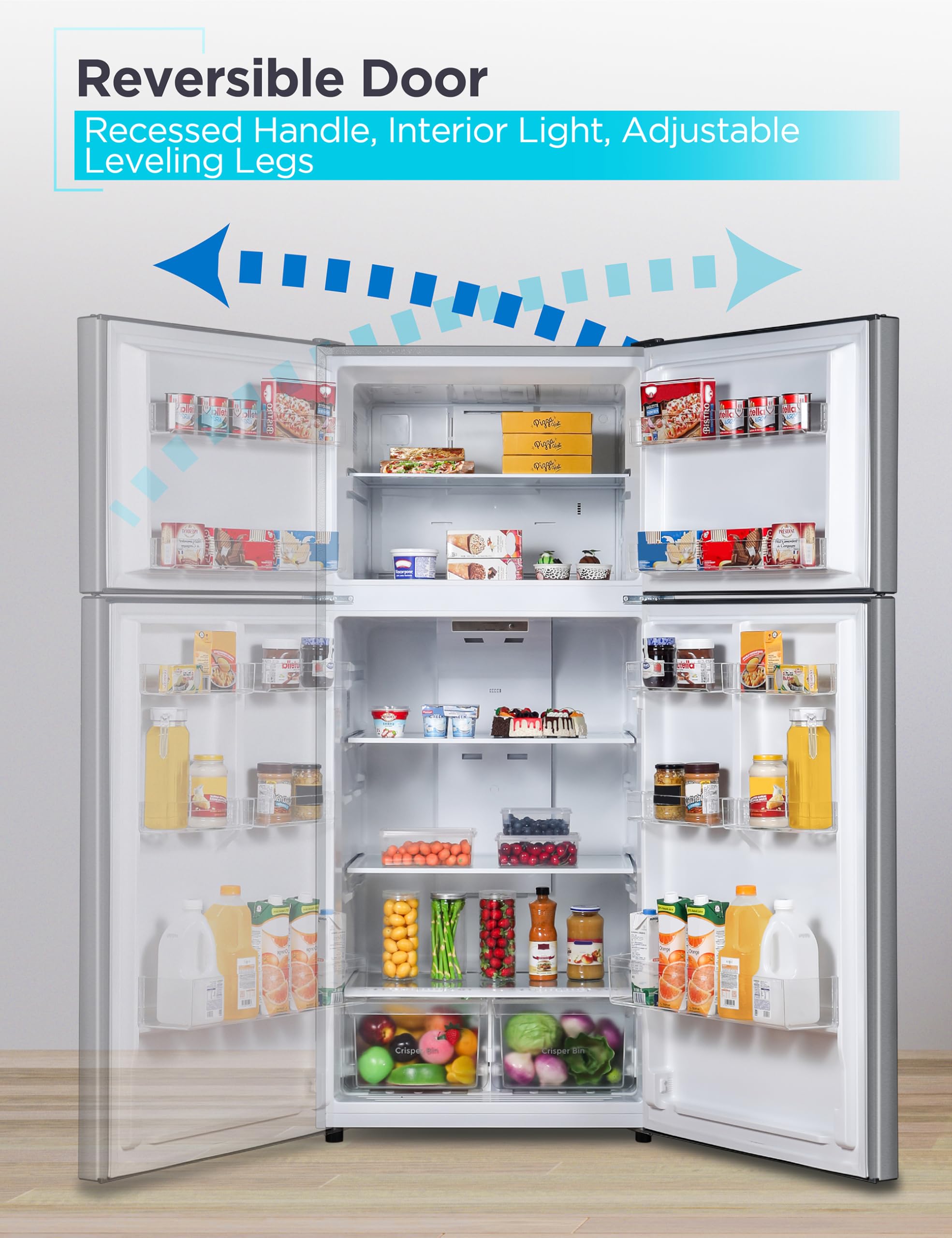 Black+Decker 18.1 Cu. Ft. Top Mount Refrigerator With Freezer, 2 Door Refrigerator With Top Freezer And Adjustable Temperature Control, Energy Star Certified, Br1810hs, Stainless Steel Look on Fridge.com - View 6