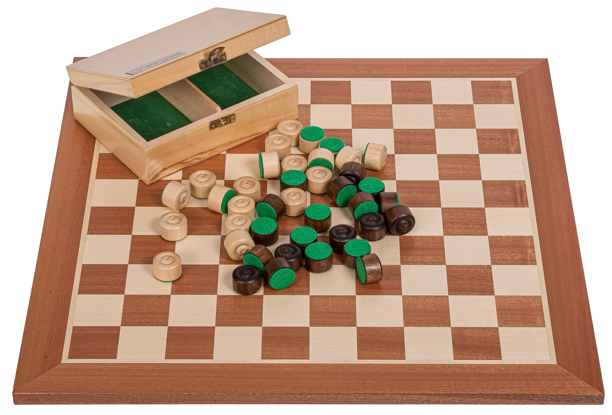 Square - Pro Dame Set 100 Campo - Scacchiera in legno Mogano - Campo 40 x 40 mm