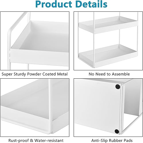 Miniatura 7 de Organizador de encimera de baño, bandeja de tocador para cosméticos y maquillaje, estante de especias de cocina, estante de pie, 3 niveles, color