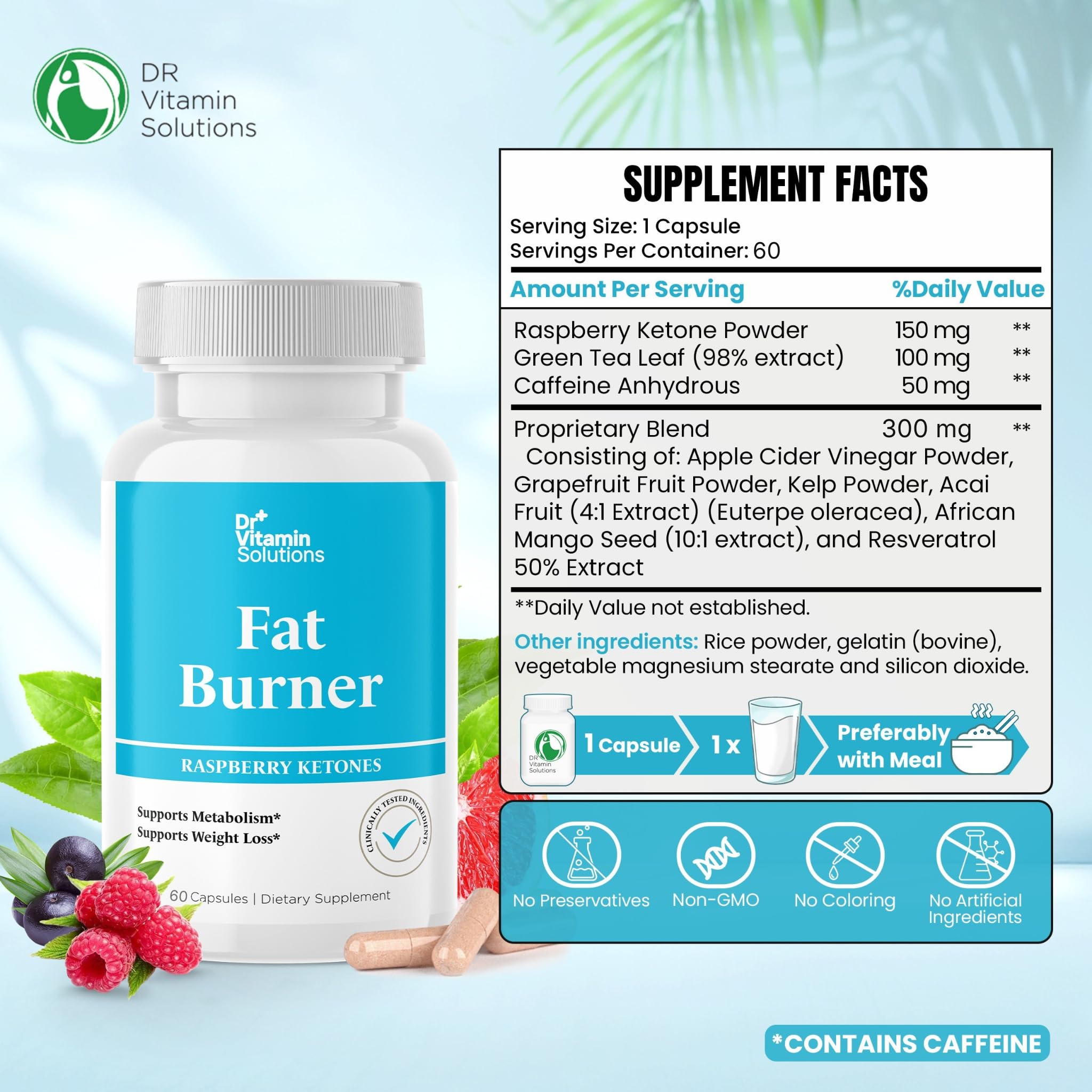 Fat Burner Weight Loss Pills for Women & Men, Raspberry Ketones & Green Tea — Amazon image 2