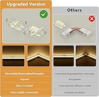 Vista 3 de PAUTIX 8mm Conectores COB de 2 pines 8 piezas, Conectores en forma de L/de esquina, Adaptador de terminal de extensión sin soldadura reutilizable, 2