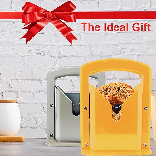 Miniatura 11 de Slyce - Cortador de bagel, cortador de bagel con escudo de seguridad y agarre seguro, soporte para bagel para cortar bagels grandes y pequeños, hoja