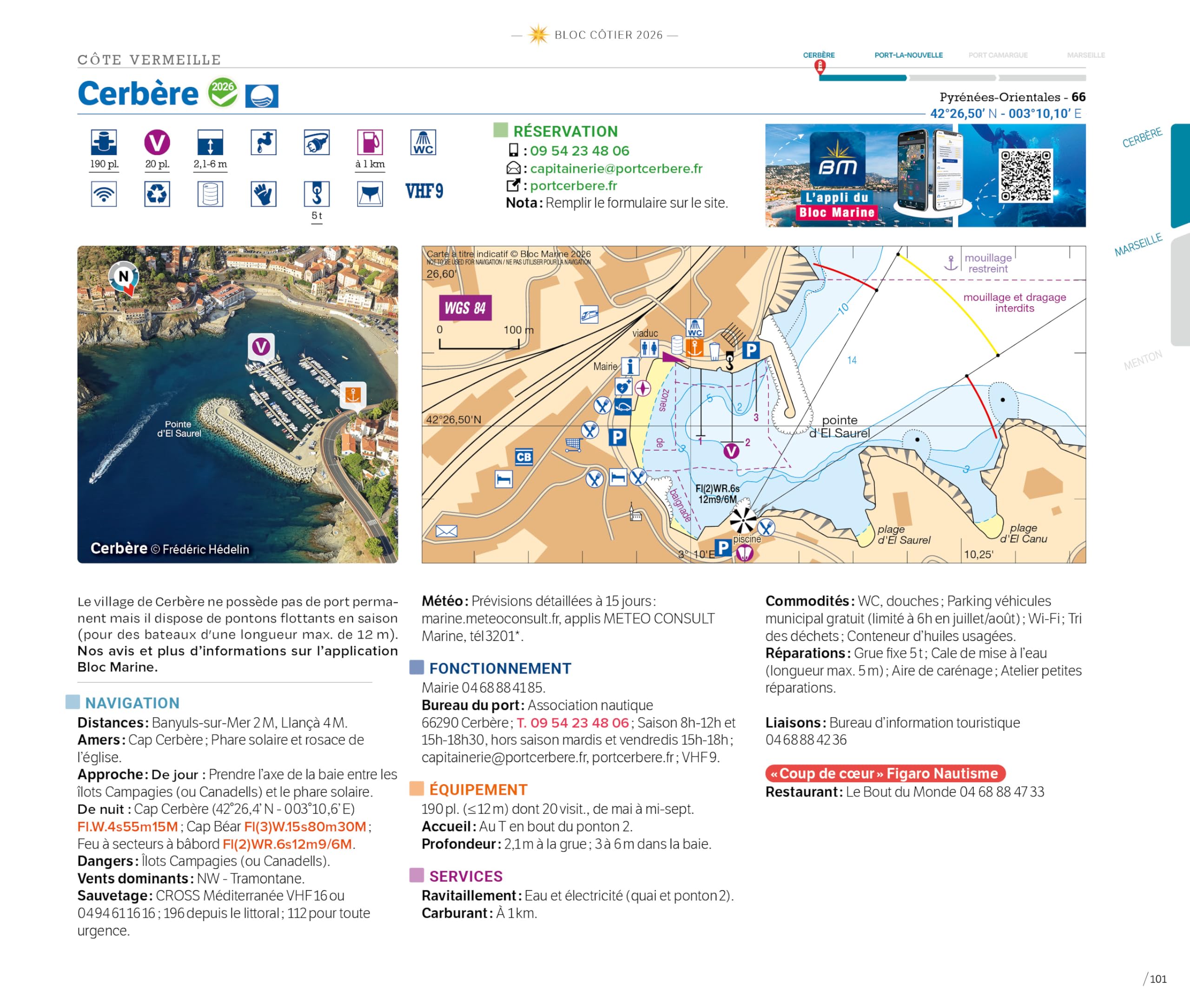 Bloc Côtier 2026 - Méditerranée, Guide nautique du plaisancier, cartographie marine et plans de port