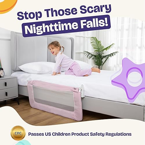 Miniatura 7 de ComfyBumpy Paquete de 1 riel de cama para niños pequeños de 35.5 pulgadas de largo x 19.5 pulgadas de alto, rieles de cama para niños pequeños,