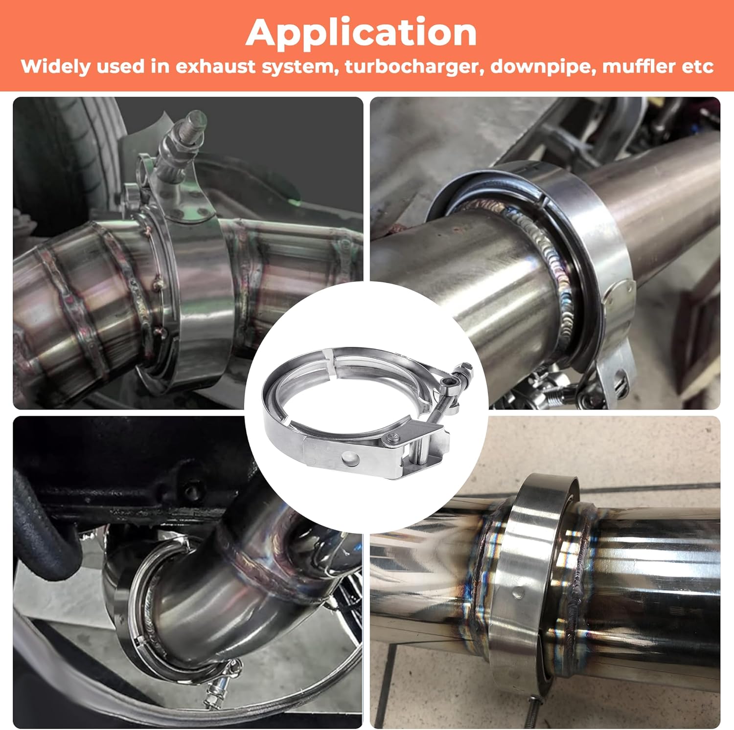 4.5 Inch Quick Release V Band Clamp-Stainless Steel_304,Clamp Fittings for Exhaust Pipe Flanges 1 Pack