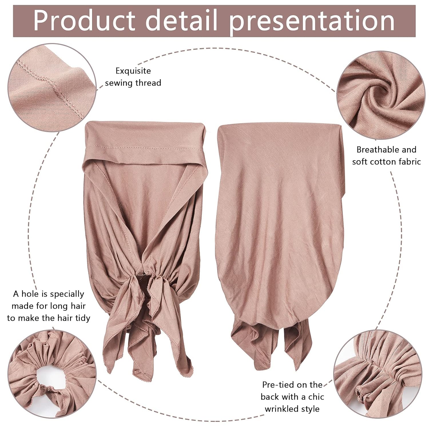 Syhood 6 Pieces Head Scarf for Women Slip on Pretied Head Scarves Cancer Headwear Turban Hat Beanie Wrap (Soft Colors) - Image 3