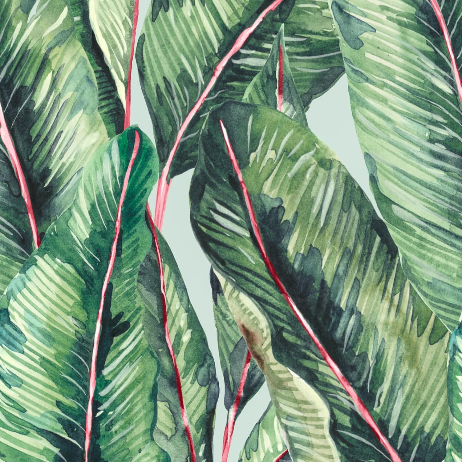 RUSPEPA Peel and Stick Wallpaper - Green Leaf Design Self Adhesive Removable Wallpaper Decorative Waterproof Contact Paper for Cabinets, Walls - 17.3 Inch x 6.5 Feet
