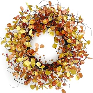 14 Kitchen Window Decor Ideas to Elevate Natural Light 140 24 Inch Fall Wreath for Front Door Berry Autumn Wreath with Yellow and O...