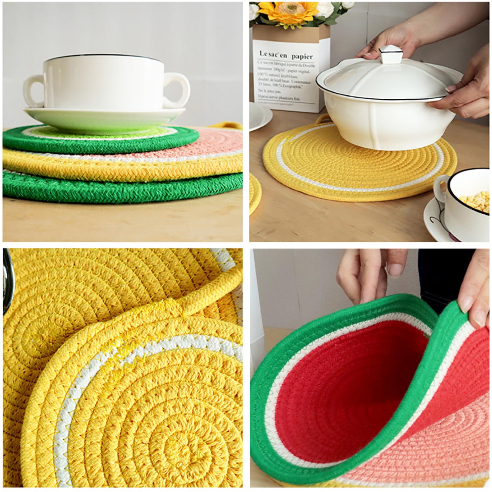 Décoration de Table, Sets de Table, Set de Table de Cuisine à Motif de Fruits créatif, résistant et esthétique, Rond