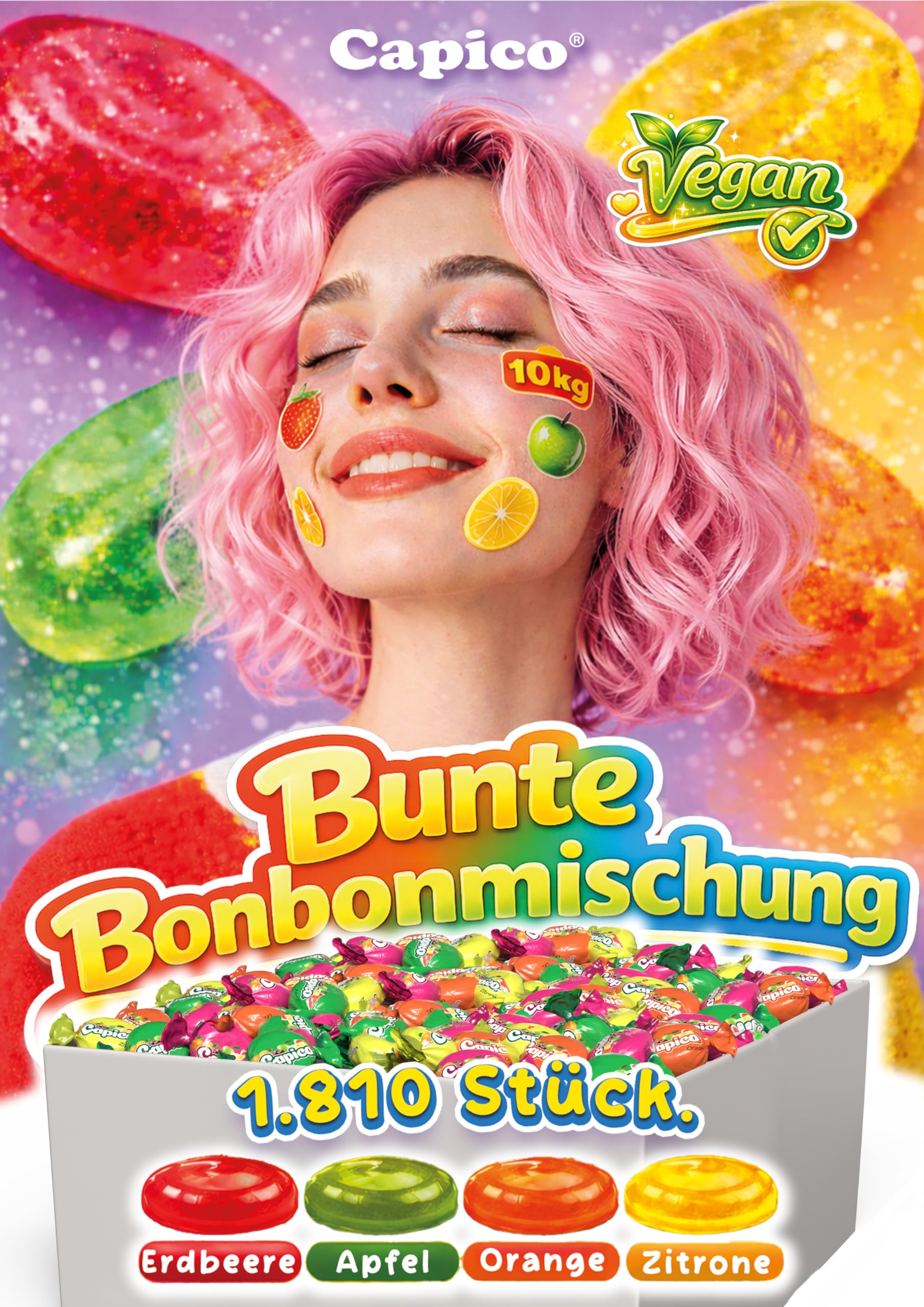 Capico 10 kg Bonbonmischung Großpackung (ca 1810 Stk.) Wurfmaterial Karneval, Geburtstage, Partys