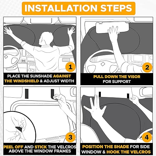 Miniatura 6 de EcoNour Parasol para parabrisas y ventanas laterales para camión de protección UV 240T para parabrisas de camión cobertura máxima para bloquear los