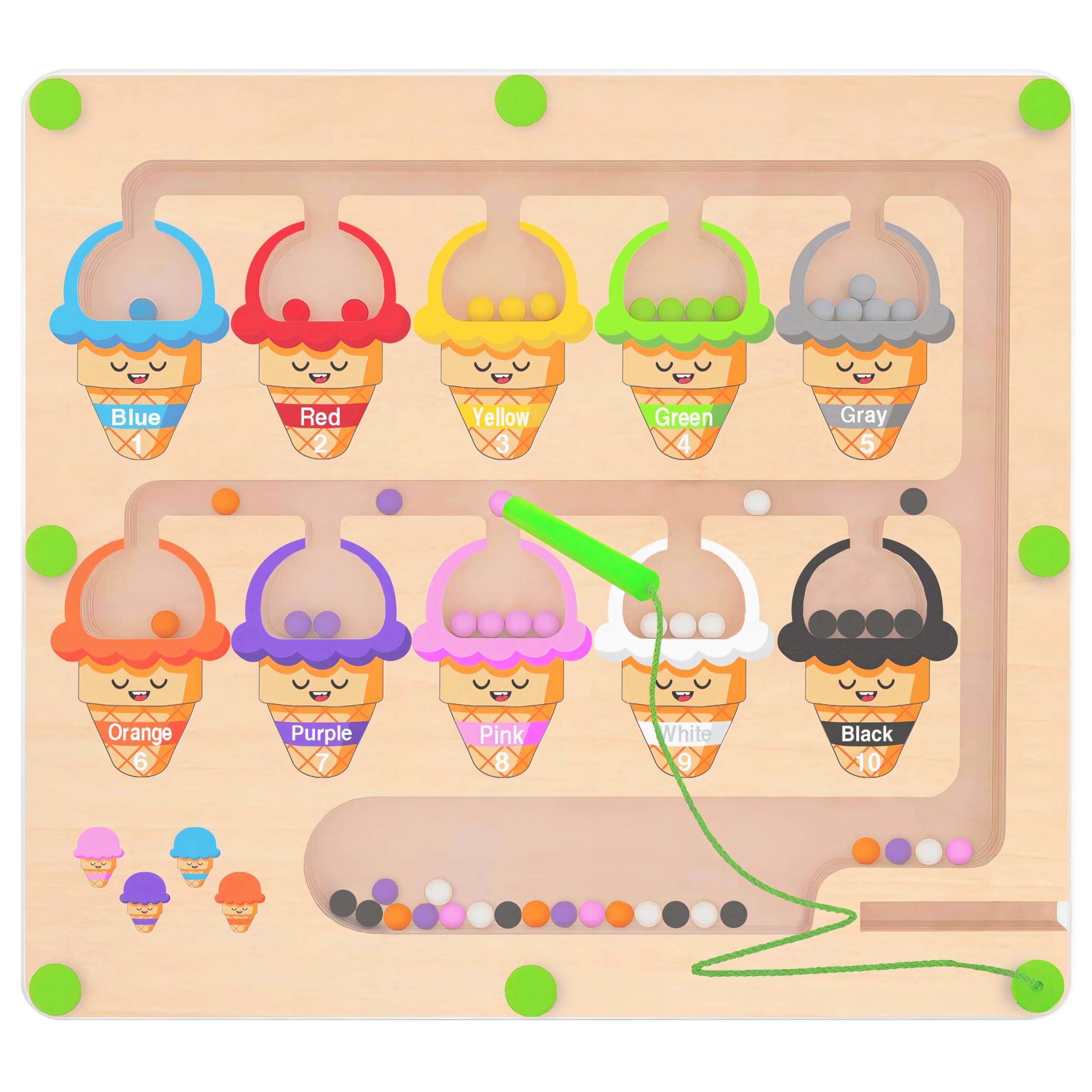 Magnetic Color and Number Maze?Montessori Toy?Toddler Fine Motor Skills Toys?Wooden Magnet Counting Puzzle Board?Learning & Educational Toys for Preschoolers Boys Girls 3 4 5 Years Old