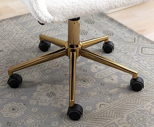 Miniatura 6 de SSLine Silla de tocador de piel sintética, elegante silla de escritorio de maquillaje peludo blanco para niñas y mujeres, silla moderna y cómoda con