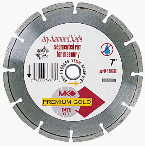 Mk Diamond 150688 Premium Gold 7-Inch Dry Cutting Segmented Blade With 5/8-Inch Arbor For Masonry #TOP5