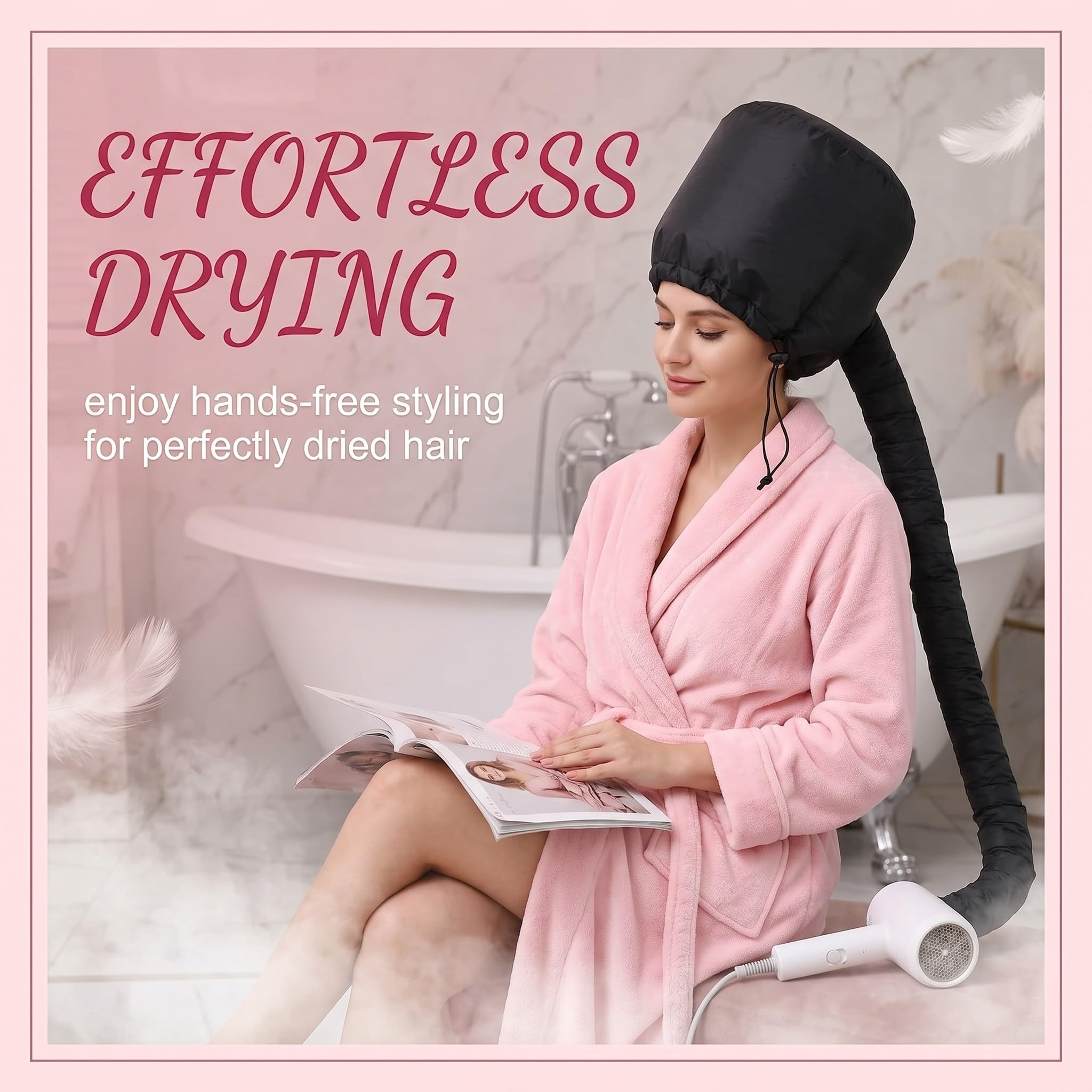 Accessori Capelli, Cuffia Asciugacapelli Per Phon, Cuffia Per Asciugare Capelli Ricci, Cuffia Asciugacapelli, Cappello Per Asciugatura Rapida, Nero, Compatibile Con Phon A Bocca Piccola