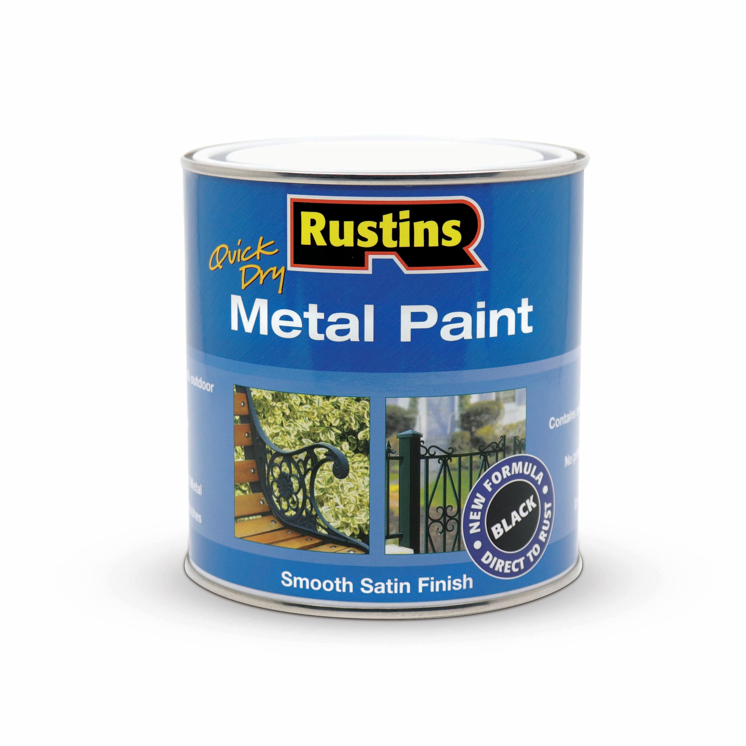 Rustins Quick Drying Metal Paint - Smooth Satin Black - 1 Litre