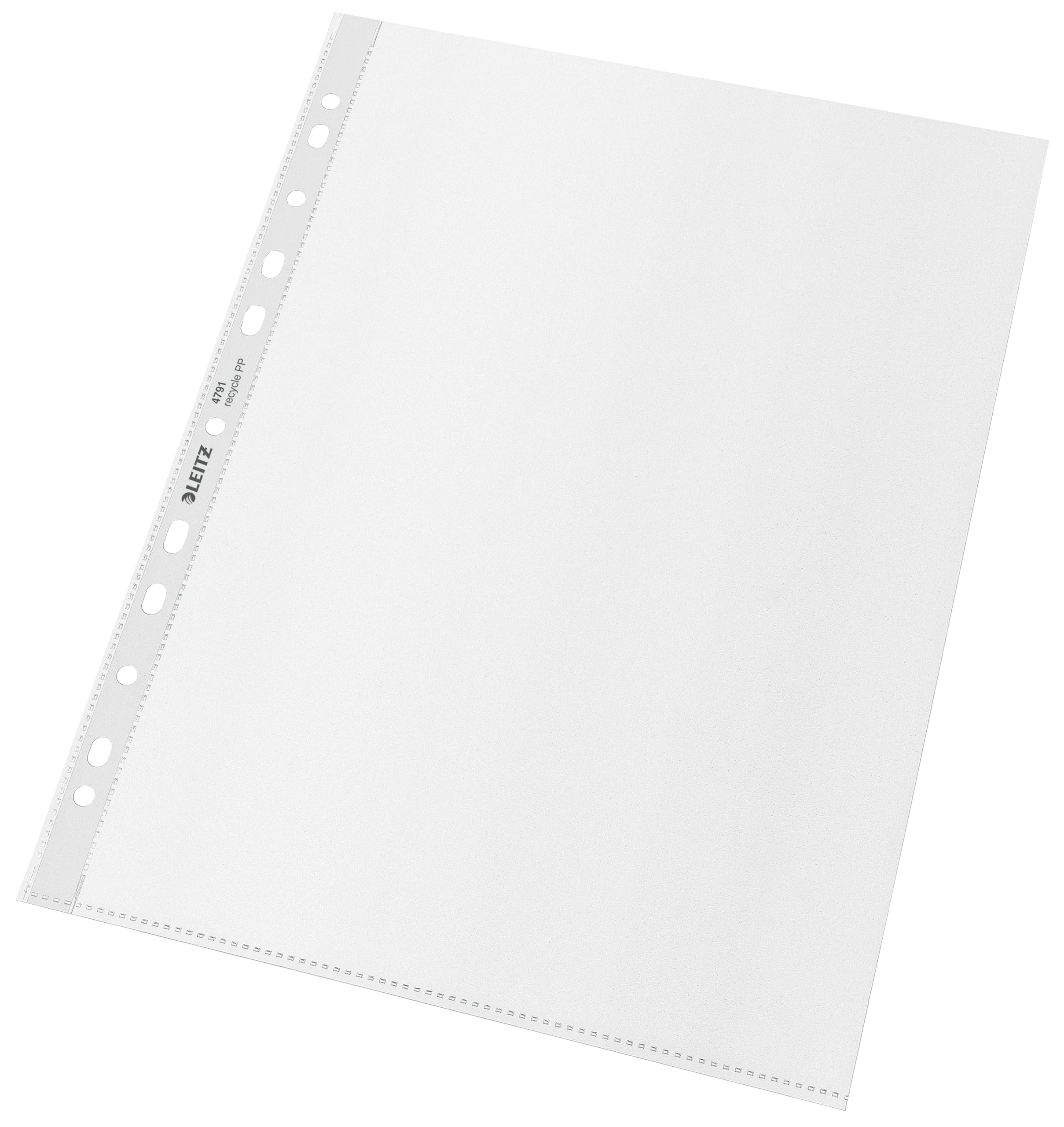 Leitz A4 Prospekthüllen, 100 Stück, Universallochung , Matte Oberfläche, 100 Mikron Folienstärke, 100% recyclebar, Umweltfreundlich, Recycle-Serie, Farblos, 47910003