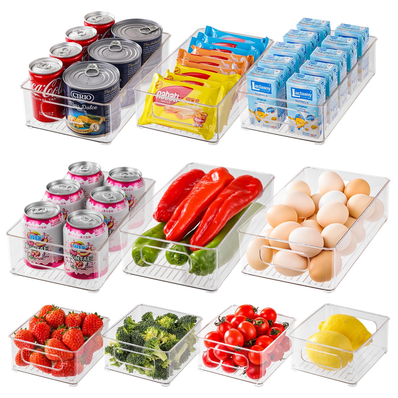 HNNJCK Kühlschrank Organizer Set, Fridge Organizer Aufbewahrungsbox Küche Organizer für Speisekammer, BPA-frei, Kühlschrank Ordnungssystem