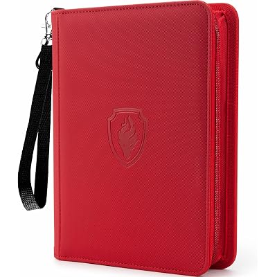Fabmaker Premium 4 Pocket Zip Card Binder, Trading Card Binder for 320 Cards, Portable PU Card Collection Binder, Collector Card Album Folder for Game & Sports Cards (Red)