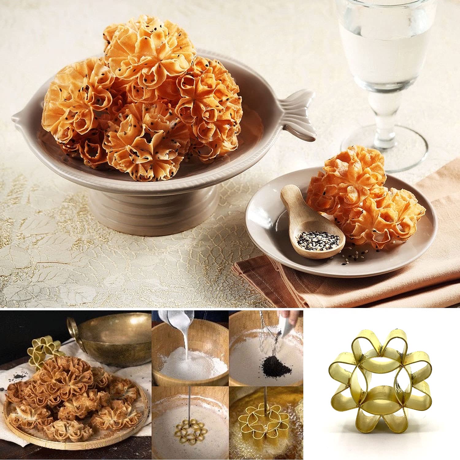 Dok JOK Brass Mold - Size S Small - Thai Sunflower Cookies Molds 2.5 inches, Silver - Image 4