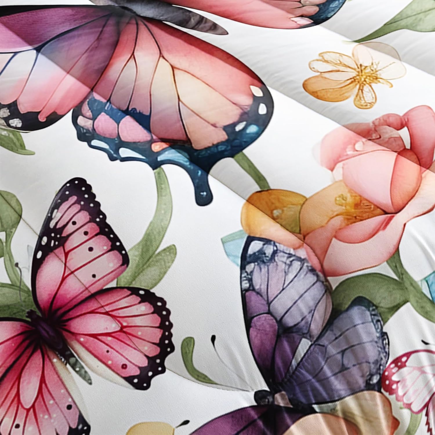 Dreamy Purple Butterfly Comforter Set Queen,Kawaii Butterfly Bedding Quilt Sets for Girls Decorations Bedroom,Rainbow Bedding Cute Queen Comforter Set for Teen Girls
