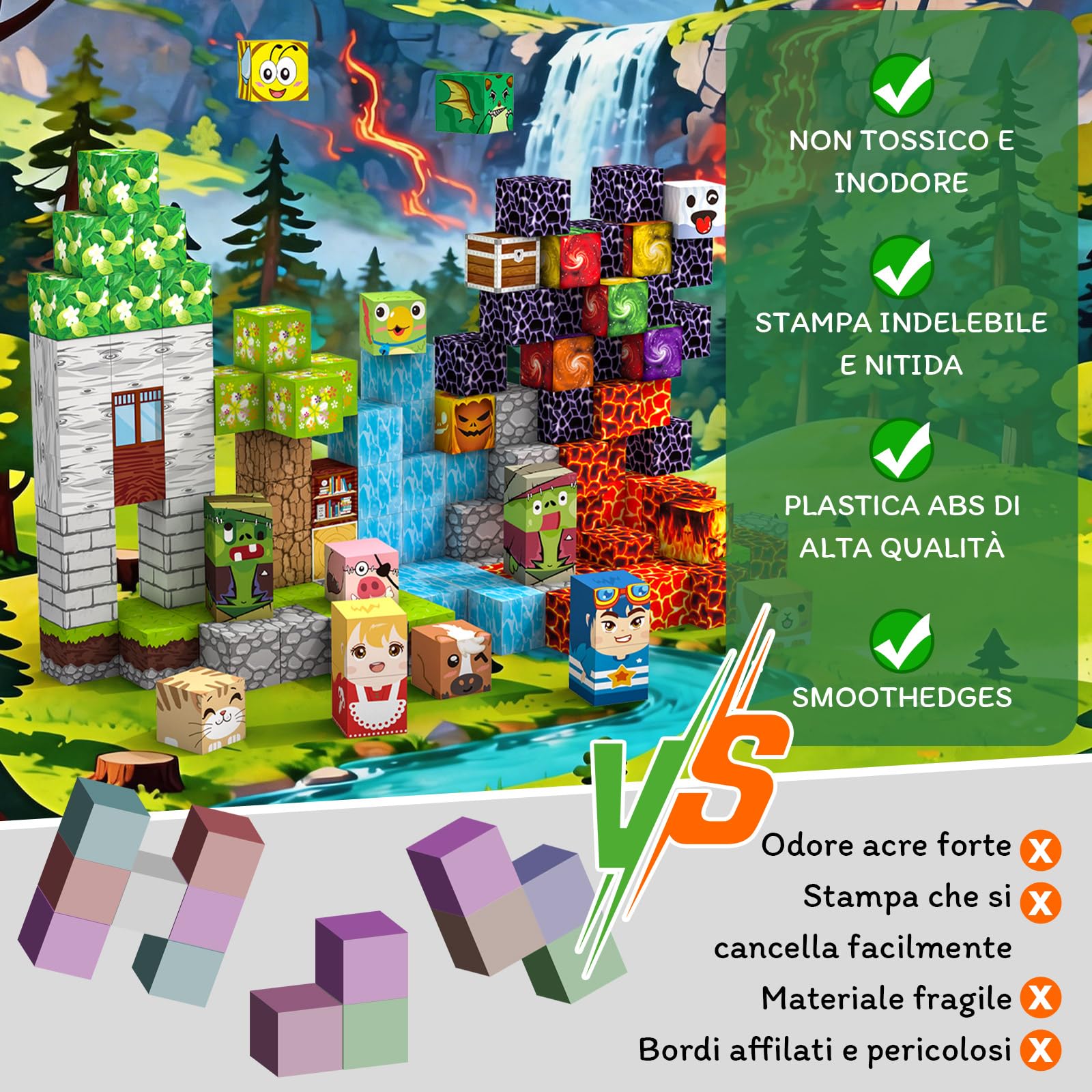 Costruzioni Magnetiche per Bambini 220 PCS 2CM 3+ Giochi Cubi Magnetici, Building Blocks Giocattoli Montessori a Partire da 3 4 5 6 7 8 9 10 11 12 Anni Regali di Compleanno per Ragazzi