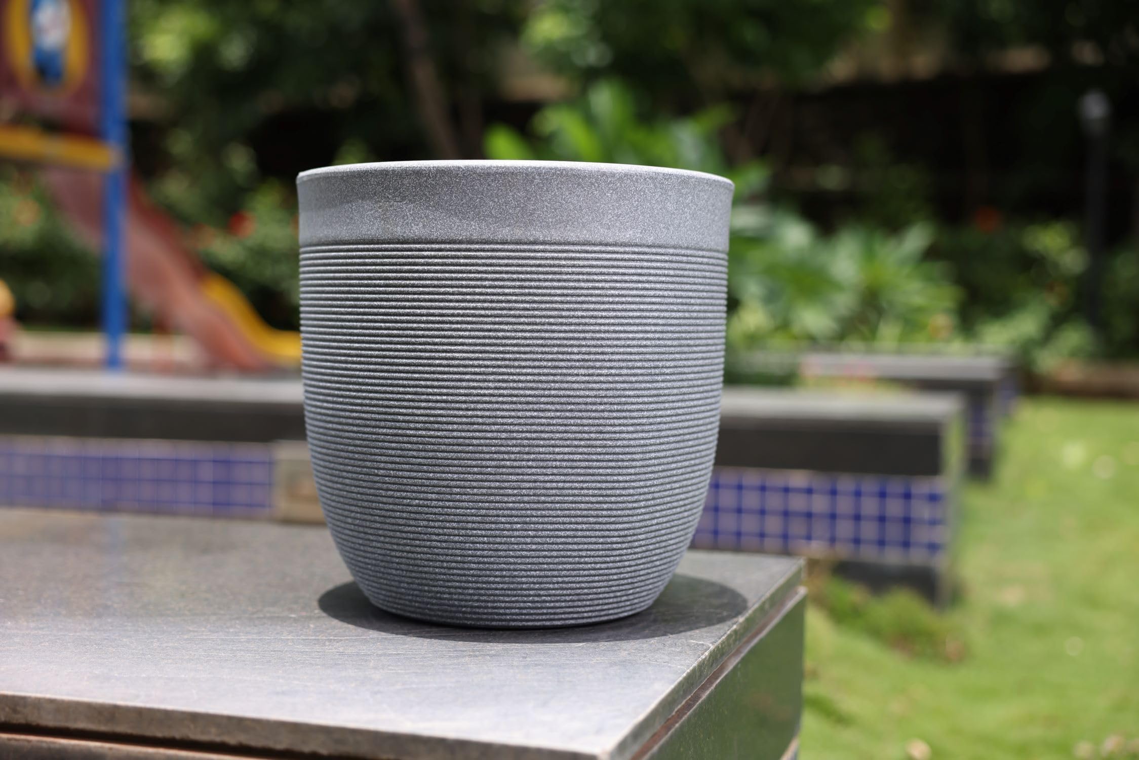 YOURS PLANTSYoursPlants™ Milano with Wheels 40 (w41cm x h41cm) Planters | Easy to Clean,Light-Weight,UV Resistance for Indoor Outdoor - Home Office Decor | Non Fading Color Grey Stone Finish